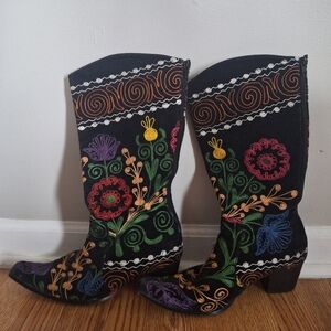 Vintage Embroidered Cowboy Boots, Suzani Boots, Boho Style, Custom Made